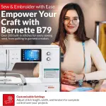 Bernette B79 Sewing and Embroidery Machine with 8-Piece Feet Set | Touchscreen Display LED Light | Quilting Kit with Needle Threader Bobbins Hoops Extension Table Home Sewing Accessories
