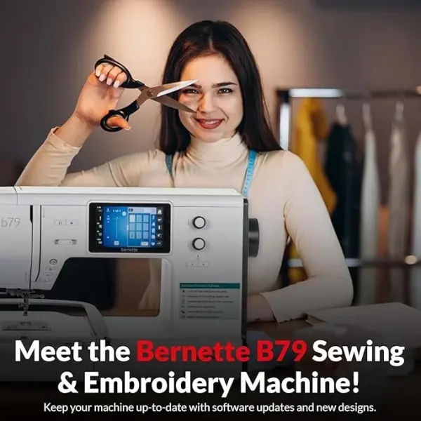 Bernette B79 Sewing and Embroidery Machine with 8-Piece Feet Set | Touchscreen Display LED Light | Quilting Kit with Needle Threader Bobbins Hoops Extension Table Home Sewing Accessories