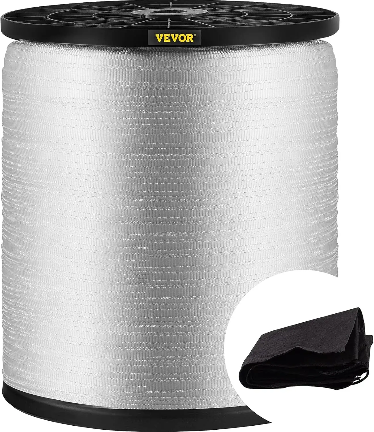 VEVOR Pull Tape, Tensile Capacity, Professional Flat Rope 1053' Extended Reel, Polyester Webbing Suitable for Packaging in Crafting, and Commercial Electrical, 2500 lb (3/4" x 1053 ft), White