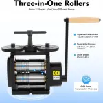 Jewelry Press Tool Rolling Mill, Machine 3in1 Making Manual Combination Hand Crank Tableting, for Arts, Crafts & Sewing, DIY