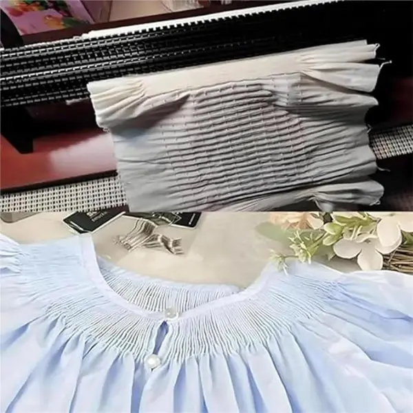 Smocking Pleater Sewing Machine, Adjustable Professional Smocking Pleater, 47 Needle Positions, 24 Row Pleat Craft, Needle Spacing 0.5cm, For DIY Dress Patterns, Craft Sewing(Red)