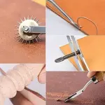 Leather Sewing Kit Leather Craft Tools Set Kit Leather Craft Punch Tools Kit Stitching Carving Working Hand Sewing Saddle Groover(Color:L31)