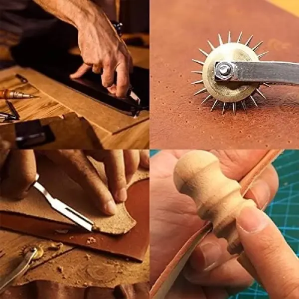 Leather Sewing Kit Leather Craft Tools Set Kit Leather Craft Punch Tools Kit Stitching Carving Working Hand Sewing Saddle Groover(Color:L31)