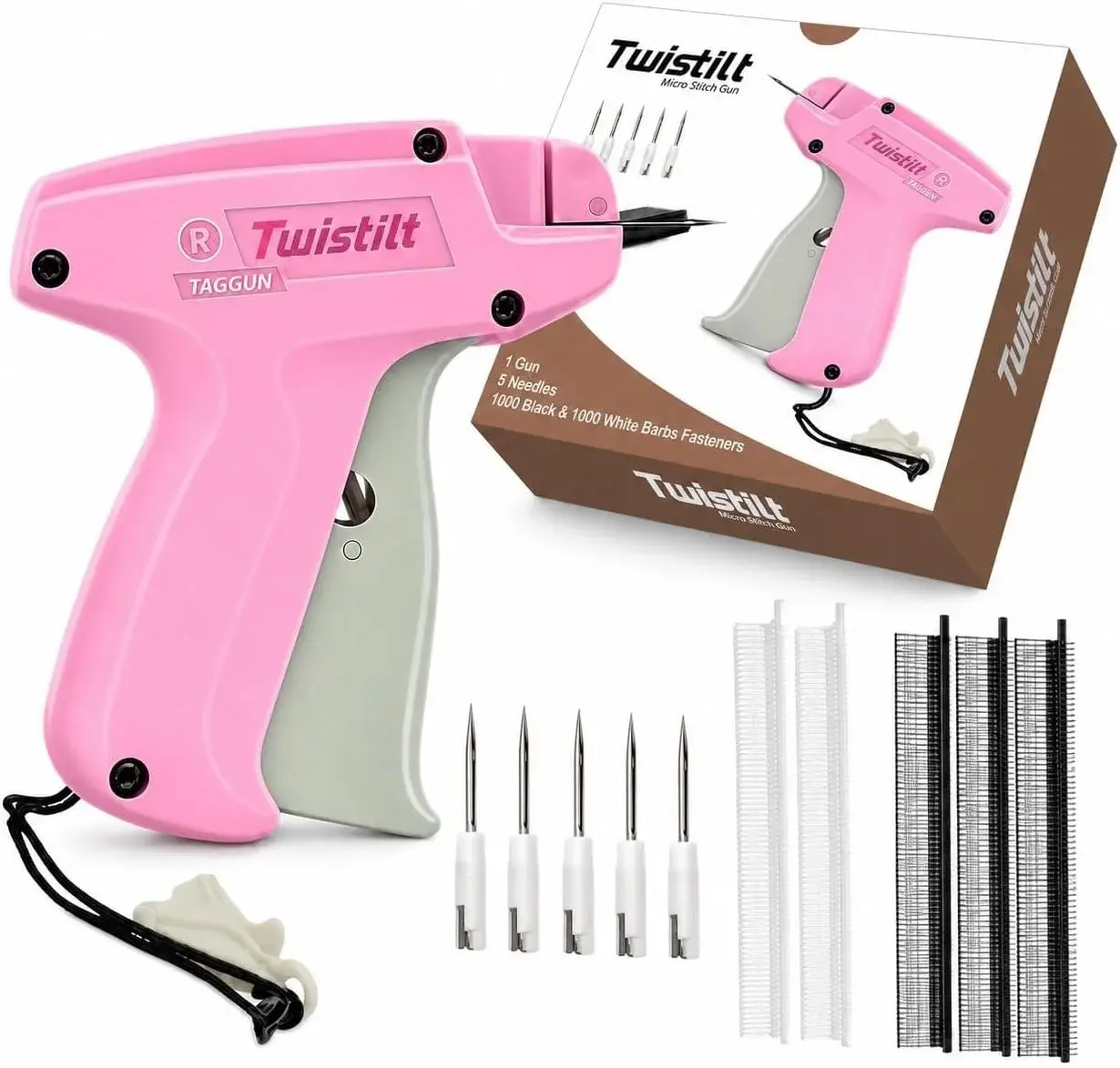 Stitch Gun for Clothes - Handheld Stitch Gun Quick Clothing Fixer, No-Sew Hemming Tool & Tagging Gun for Temporary Clothing Repairs, Includes 6 Needles, 2000 Micro Fasteners (4.4mm), For All Fabrics