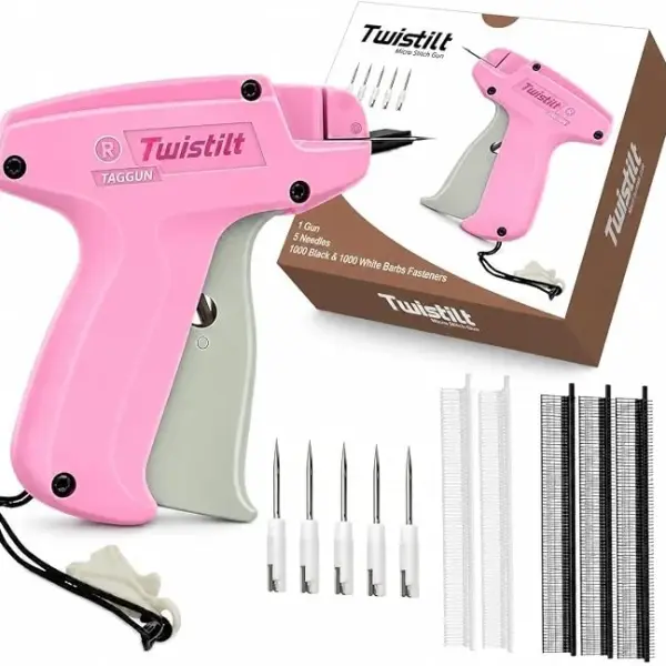 Stitch Gun for Clothes - Handheld Stitch Gun Quick Clothing Fixer, No-Sew Hemming Tool & Tagging Gun for Temporary Clothing Repairs, Includes 6 Needles, 2000 Micro Fasteners (4.4mm), For All Fabrics