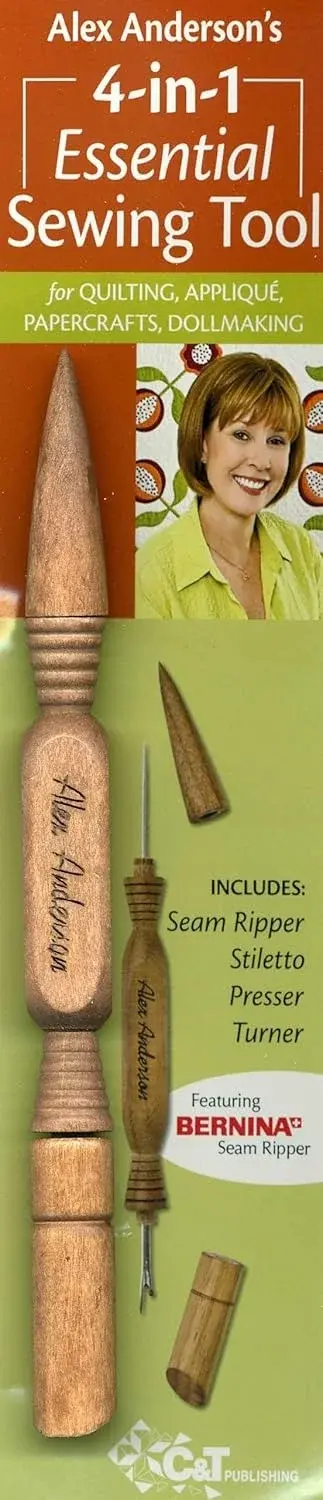 Alex Anderson's 4-in-1 Essential Sewing Tool: Includes Seam Ripper, Stiletto, Presser, Turner