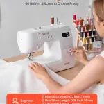 VEVOR Computerized Sewing Machine, 60 Stitch Applications, with LED Screen, Foot Pedal and LED Light, Heavy-Duty Metal Frame, Digital Sewing Machine with Powerful Motor for Crafts and Mending