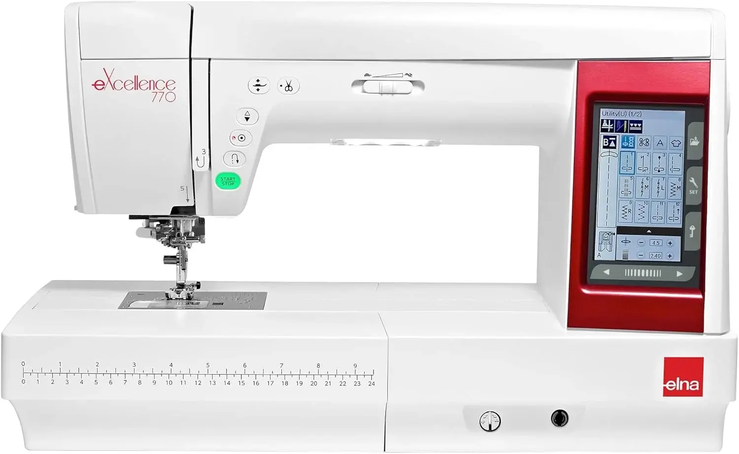 Elna eXcellence 770 Computerized Sewing & Quilting Machine with High-Tech Features, 11" Sewing Space with Free Arm, HD Color Touchscreen, 9 Standard Presser Feet