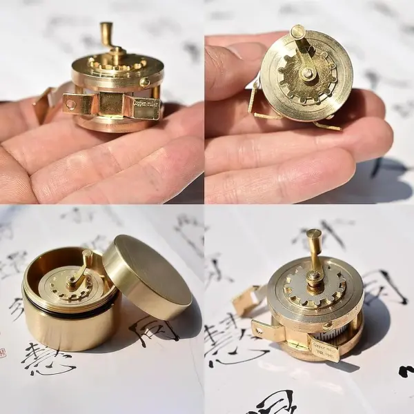 Vintage Mini Copper Tape Measure, Mini Manual Reel, Retractable Sewing Tailoring Tool, with Brass Flywheel, 1m Practical Measurement, for Sewing, Crafting