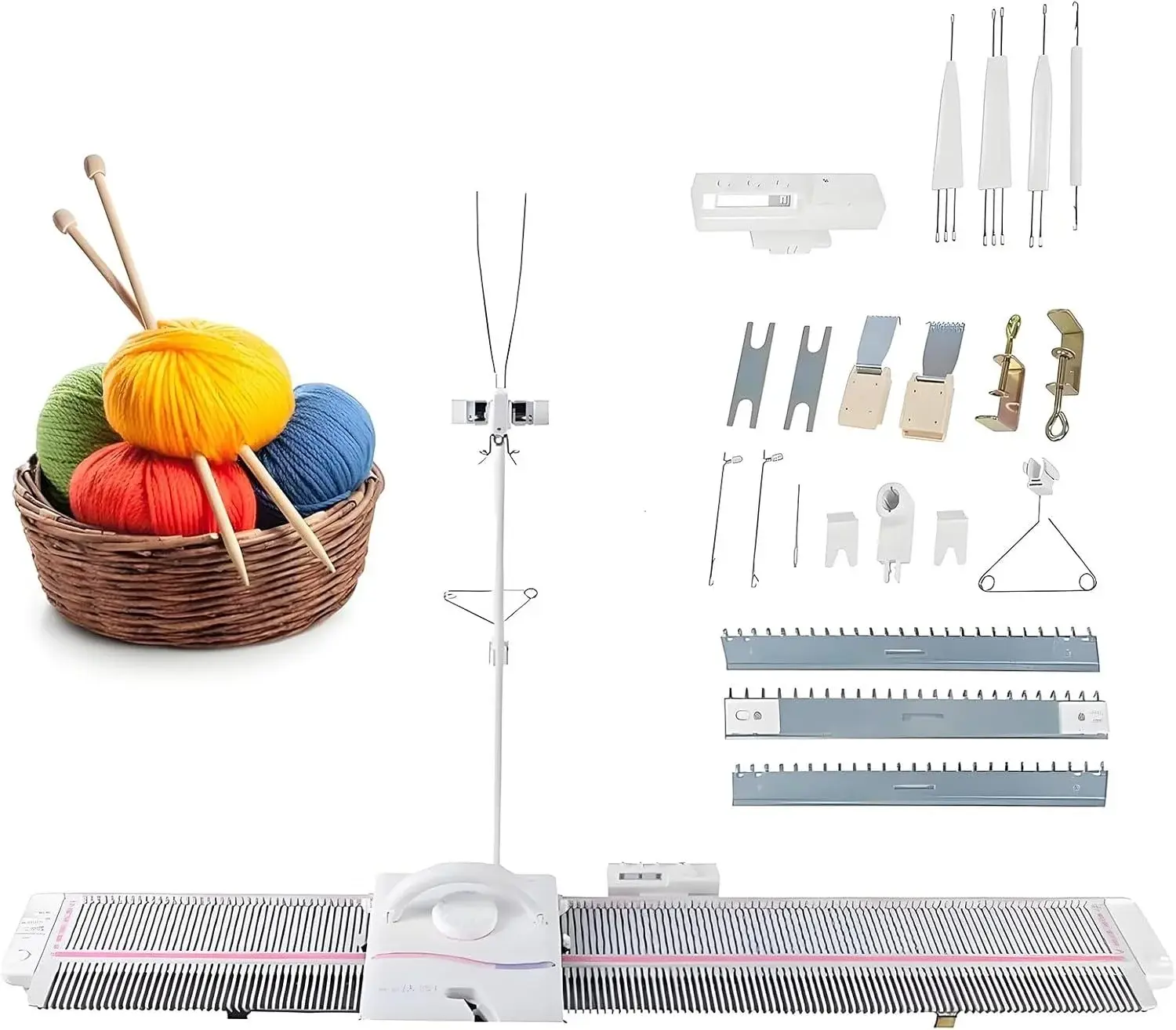 Automatic Knitting Machine - 6.5mm Needles, 150 Stitches Plastic Domestic Knitting Machine for Knitting Scarves and Hats, Sewing Tool Set for Most Hand Knitting Yarn