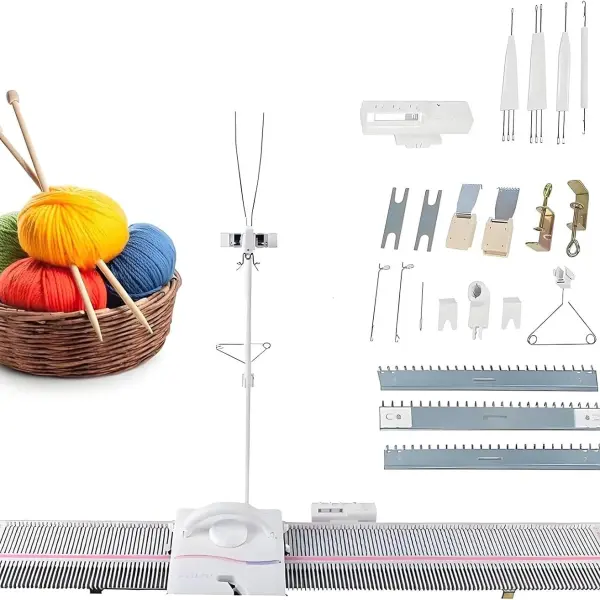 Automatic Knitting Machine - 6.5mm Needles, 150 Stitches Plastic Domestic Knitting Machine for Knitting Scarves and Hats, Sewing Tool Set for Most Hand Knitting Yarn
