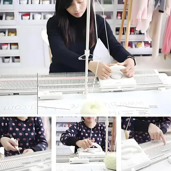 Automatic Knitting Machine - 6.5mm Needles, 150 Stitches Plastic Domestic Knitting Machine for Knitting Scarves and Hats, Sewing Tool Set for Most Hand Knitting Yarn