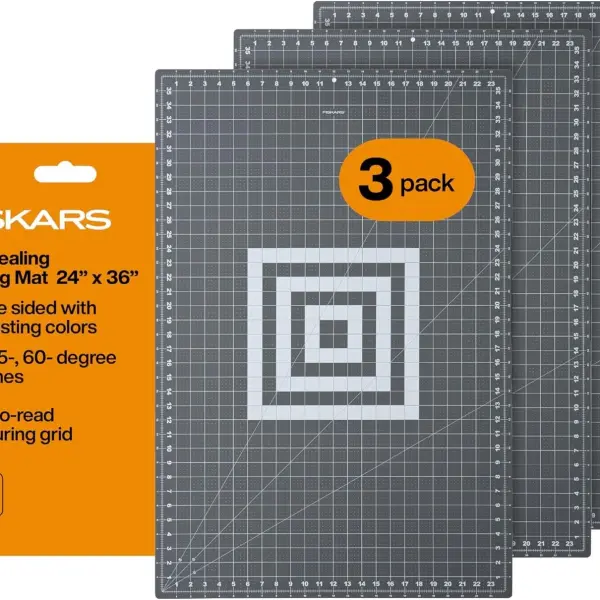 Fiskars Self Healing Cutting Mat for Quilting, Arts and Crafts, 24" x 36" Grid, Sewing Mat, Craft Cutting Board, Sewing Supplies and Quilting Tools (Pack of 3)