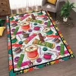 Retro Sewing Machine Themed Area Rug for Conference Room - Non-Slip Fashion Needlework Thread Print Balcony Decor - Low Pile Tools Carpet 6'x9'