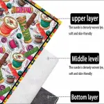 Retro Sewing Machine Themed Area Rug for Conference Room - Non-Slip Fashion Needlework Thread Print Balcony Decor - Low Pile Tools Carpet 6'x9'