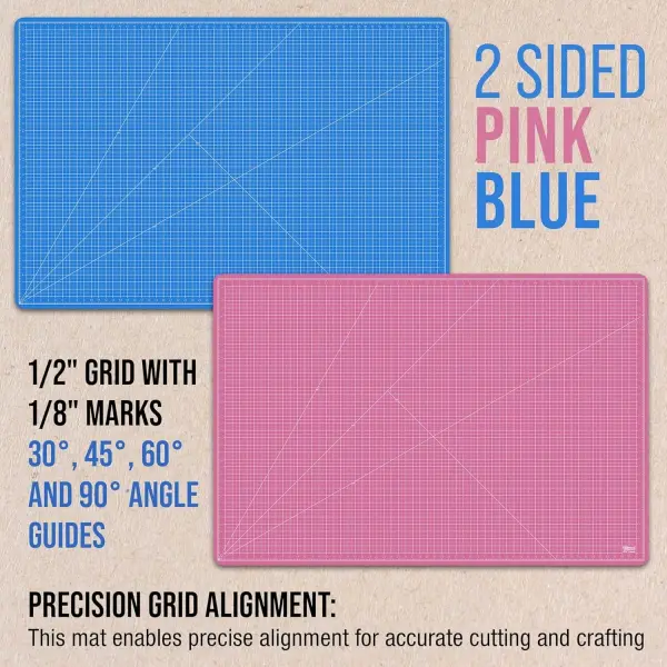 U.S. Art Supply 40" x 60" Self-Healing Cutting Mat 5-Ply - Double-Sided Pink/Blue Craft Mat, Non-Slip Cutting Mats for Crafts, Sewing, Quilting, Scrapbooking
