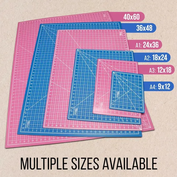 U.S. Art Supply 40" x 60" Self-Healing Cutting Mat 5-Ply - Double-Sided Pink/Blue Craft Mat, Non-Slip Cutting Mats for Crafts, Sewing, Quilting, Scrapbooking