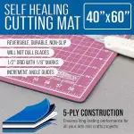 U.S. Art Supply 40" x 60" Self-Healing Cutting Mat 5-Ply - Double-Sided Pink/Blue Craft Mat, Non-Slip Cutting Mats for Crafts, Sewing, Quilting, Scrapbooking