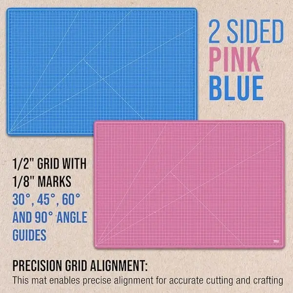 U.S. Art Supply 40" x 60" Self-Healing Cutting Mat 5-Ply - Double-Sided Pink/Blue Craft Mat, Non-Slip Cutting Mats for Crafts, Sewing, Quilting, Scrapbooking