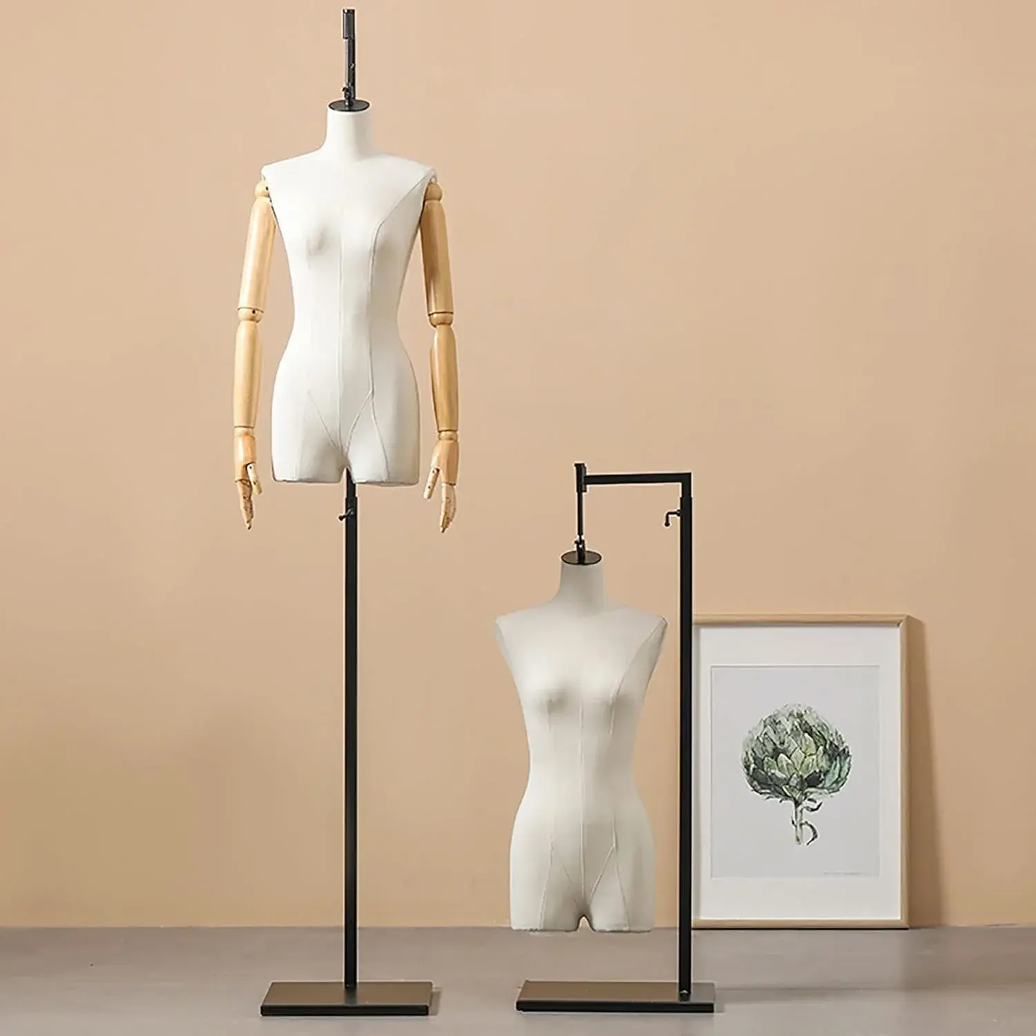 White Female Mannequin, Torso Body Dress Adjustable Height 47.2-82.6 Inch Pinnable Dressform Tailor Dummy Sewing Tool Design Clothing,White-Basic Section
