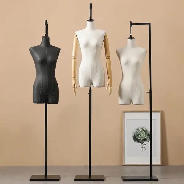 White Female Mannequin, Torso Body Dress Adjustable Height 47.2-82.6 Inch Pinnable Dressform Tailor Dummy Sewing Tool Design Clothing,White-Basic Section