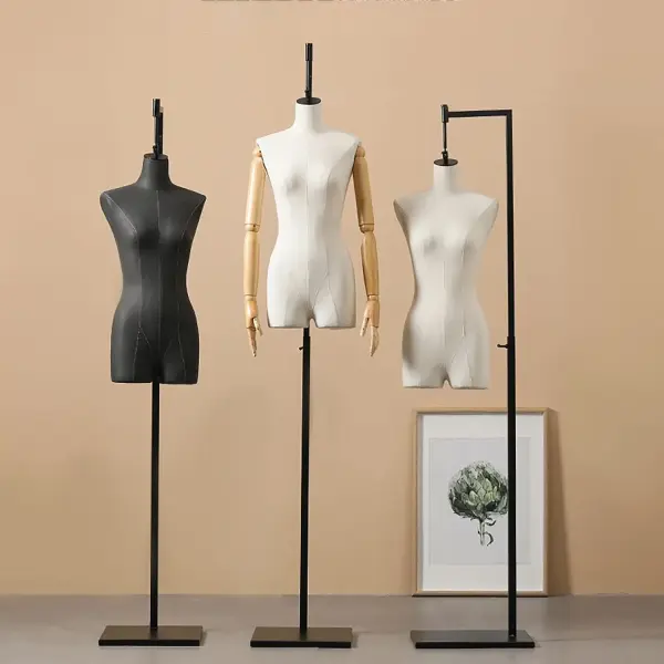 White Female Mannequin, Torso Body Dress Adjustable Height 47.2-82.6 Inch Pinnable Dressform Tailor Dummy Sewing Tool Design Clothing,White-Basic Section