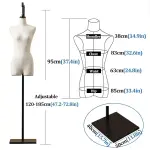 White Female Mannequin, Torso Body Dress Adjustable Height 47.2-82.6 Inch Pinnable Dressform Tailor Dummy Sewing Tool Design Clothing,White-Basic Section