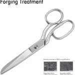 LIVINGO 8" Professional Heavy Duty Tailor Fabric Scissors, Dressmaker Sewing Classic Stainless Steel Ultra Sharp Forged Shears, Bent A-silver