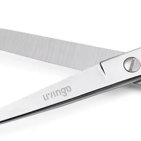 LIVINGO 8" Professional Heavy Duty Tailor Fabric Scissors, Dressmaker Sewing Classic Stainless Steel Ultra Sharp Forged Shears, Bent A-silver