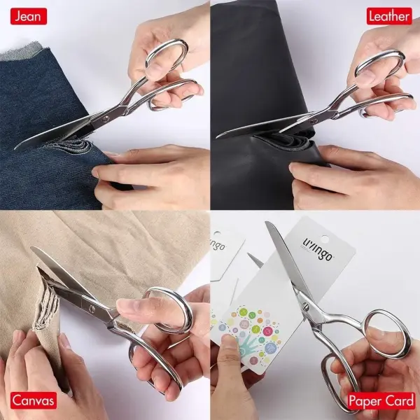 LIVINGO 8" Professional Heavy Duty Tailor Fabric Scissors, Dressmaker Sewing Classic Stainless Steel Ultra Sharp Forged Shears, Bent A-silver