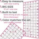 Rotary Cutter Set pink - Quilting Kit incl. 45mm Fabric Cutter, 5 Replacement Blades, A3 Cutting Mat, Acrylic Ruler and Craft Clips - Ideal for Crafting, Sewing, Patchworking, Crochet & Knitting y