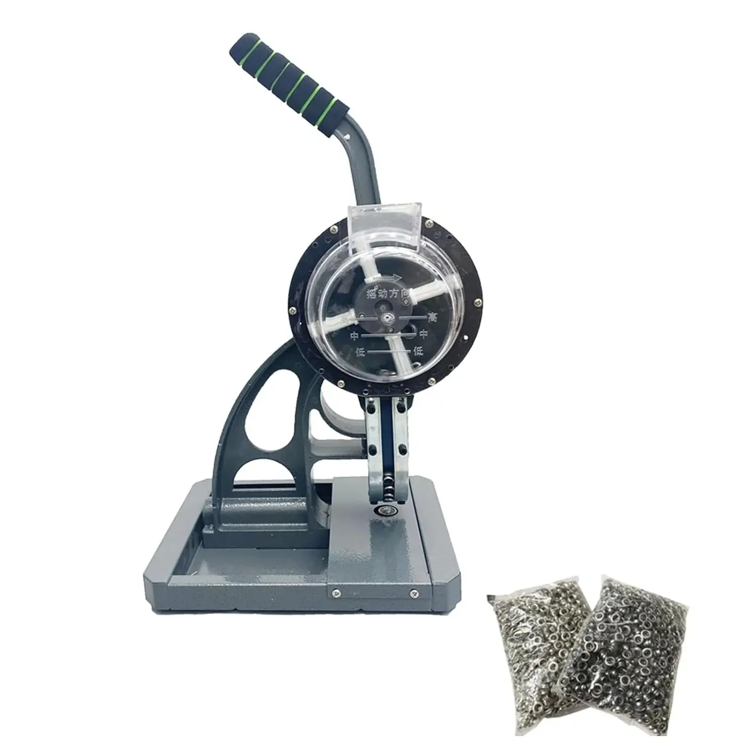 INTBUYING Hand Press Eyelet Grommet Machine, Manual Buttoning Machine, Semi-Automatic Buckle Tool 10mm Hole, with 2 Bag Buttonholes for Spray Painting Cloth, Tarpaulin Punching