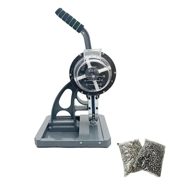 INTBUYING Hand Press Eyelet Grommet Machine, Manual Buttoning Machine, Semi-Automatic Buckle Tool 10mm Hole, with 2 Bag Buttonholes for Spray Painting Cloth, Tarpaulin Punching