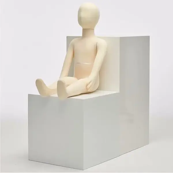 1-9 Years Old Unisex Sitting Children Mannequin for Clothes Display Flexible Full Body Mannequin with Bendable Legs Detachable Head & Arm,White-3 Years Old