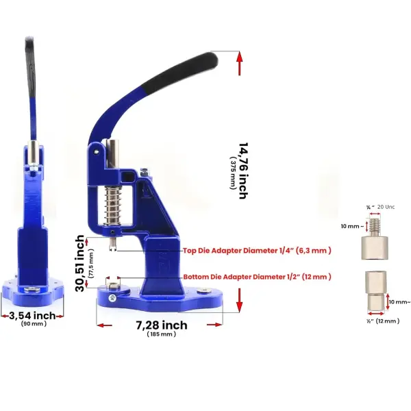 Hand Press Machine for Setting Rivets, Eyelets, Snaps, Buttons and Hole Puncher - No Dies Included