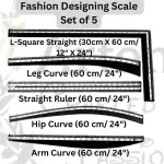 Tailoring Stitching Black Fashion Designing Scale Kit Sewing Pattern Making Ruler Set, French Curve, Tailor Armhole Curve Ruler, Dressmaker Yardstick Tools Set