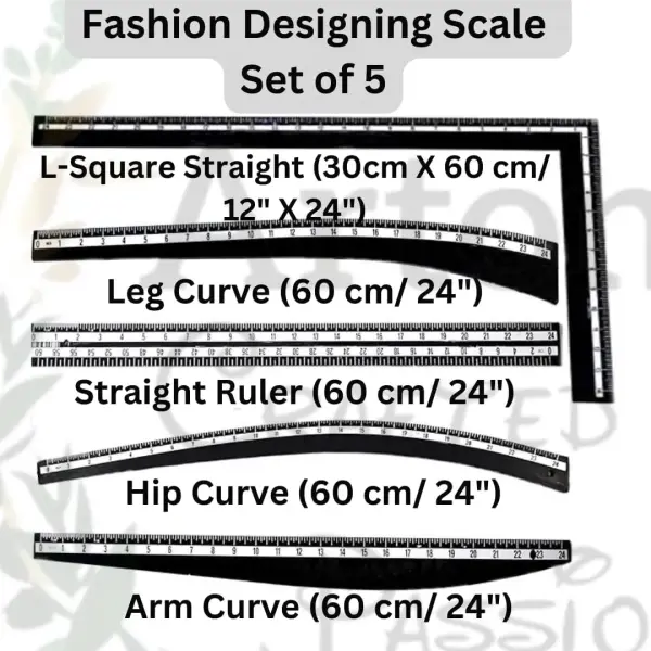Tailoring Stitching Black Fashion Designing Scale Kit Sewing Pattern Making Ruler Set, French Curve, Tailor Armhole Curve Ruler, Dressmaker Yardstick Tools Set