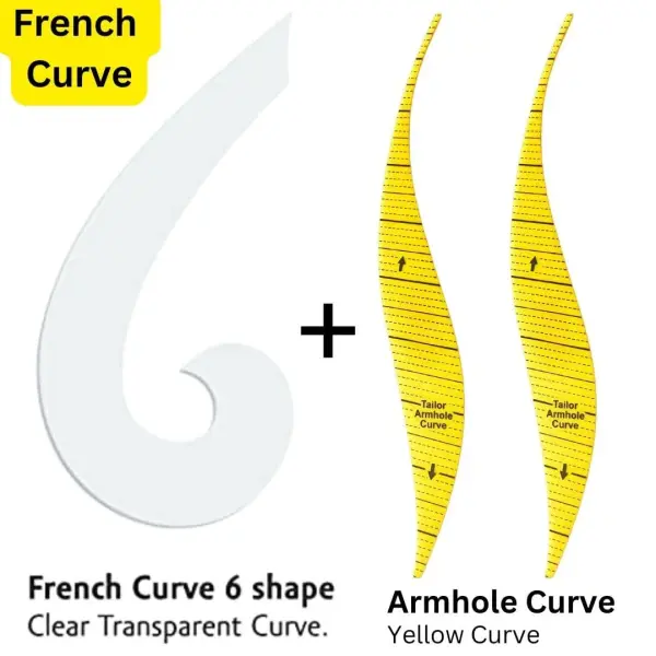 Tailoring Stitching Black Fashion Designing Scale Kit Sewing Pattern Making Ruler Set, French Curve, Tailor Armhole Curve Ruler, Dressmaker Yardstick Tools Set