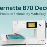 Bernette B70 Deco Embroidery Machine | Exclusive Bundle with 60 Sunset Threads, 3 Hoops (6x10, 4.7x7, 2x3), $300+ Embroidery Designs, 5" Touchscreen, USB Design Import, Tools & Accessories