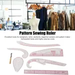 SIXRUN 7Pcs French Curve Pattern Ruler Sets, Transparent PVC Metric Sewing Tools for Dressmaking, Quilting and Crafting, Curved Rulers with Protractor, DIY Design