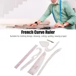 SIXRUN 7Pcs French Curve Pattern Ruler Sets, Transparent PVC Metric Sewing Tools for Dressmaking, Quilting and Crafting, Curved Rulers with Protractor, DIY Design