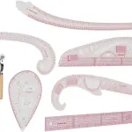 SIXRUN 7Pcs French Curve Pattern Ruler Sets, Transparent PVC Metric Sewing Tools for Dressmaking, Quilting and Crafting, Curved Rulers with Protractor, DIY Design