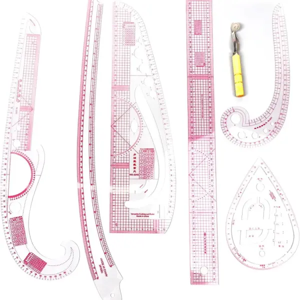 French Curve Ruler Set 7pcs Sewing Rulers for Pattern Making Tailoring and Garment Design High Accuracy Measuring Tools with Detailed Scale for Beginners Tailors and Fashion Designers