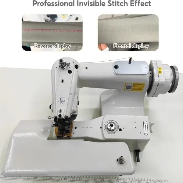 TECHTONGDA Industrial Blindstitch Machine Blind Hem Sewing Machine for Invisible Garment Hemming Processing with Frame and Table