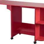 SEI FURNITURE Southern Enterprises Expandable Rolling Sewing Station Craft Table, Red