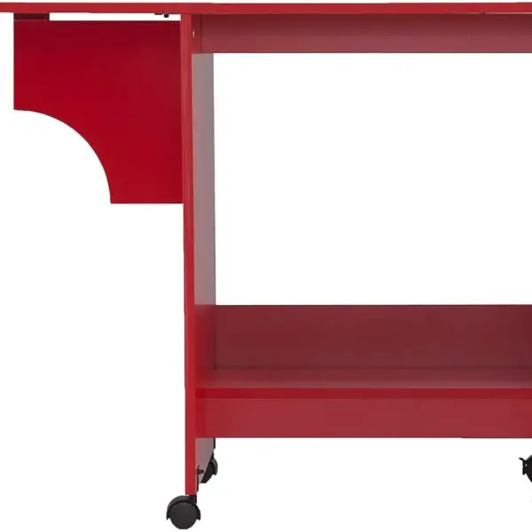 SEI FURNITURE Southern Enterprises Expandable Rolling Sewing Station Craft Table, Red