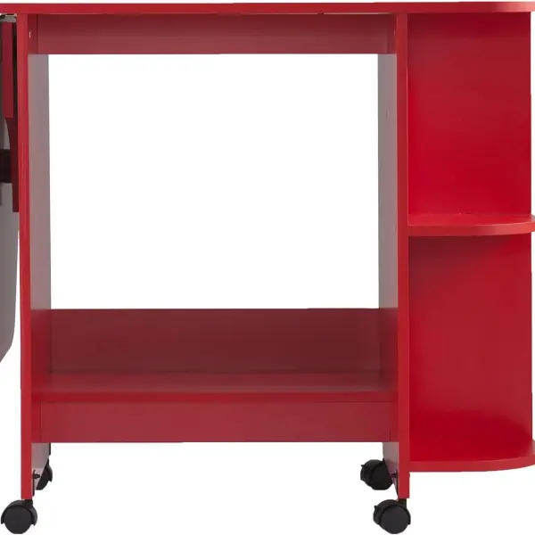 SEI FURNITURE Southern Enterprises Expandable Rolling Sewing Station Craft Table, Red