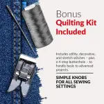Bernette B33 Sewing Machine for Beginners | 23 Stitches | 7 Presser Feet | Automatic Buttonhole | Includes Rotary Mat, Scissor & LED Light, Threader, Bobbins, & More