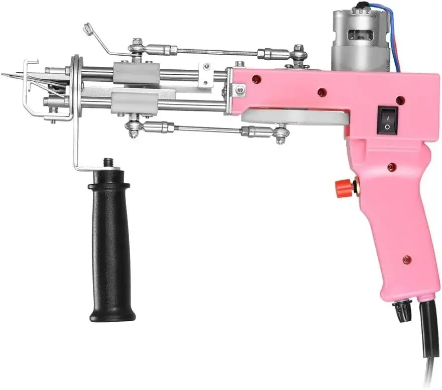 GeRRiT Sewing Tools Pink 2 in 1 Tufting Gun Electric Carpet Rug Gun Carpet Weaving Knitting Machine Do Cut Pile and Loop Pile with 5-40 Stitches