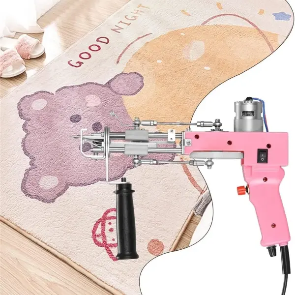 GeRRiT Sewing Tools Pink 2 in 1 Tufting Gun Electric Carpet Rug Gun Carpet Weaving Knitting Machine Do Cut Pile and Loop Pile with 5-40 Stitches